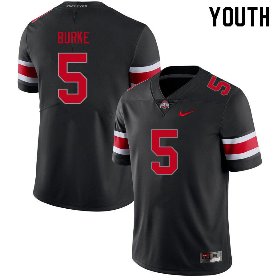 Youth #5 Denzel Burke Ohio State Buckeyes College Football Jerseys Sale-Blackout